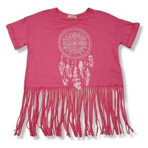 Soprano Top Size XL Dreamcatcher Graphic Print Crop Top Fringe Graphic Tee New
